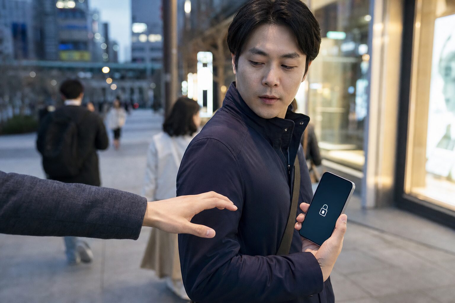거리에서 휴대전화 탈취를 막는 잠금 기능